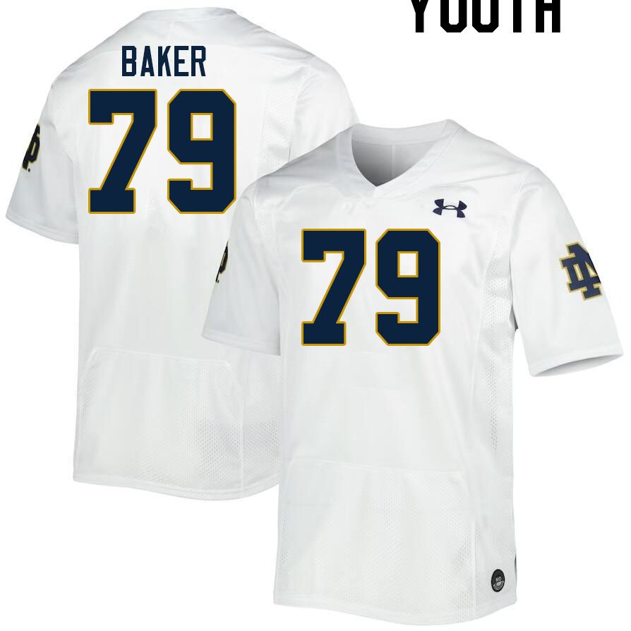 Youth #79 Tosh Baker Notre Dame Fighting Irish College Football Jerseys Stitched-White